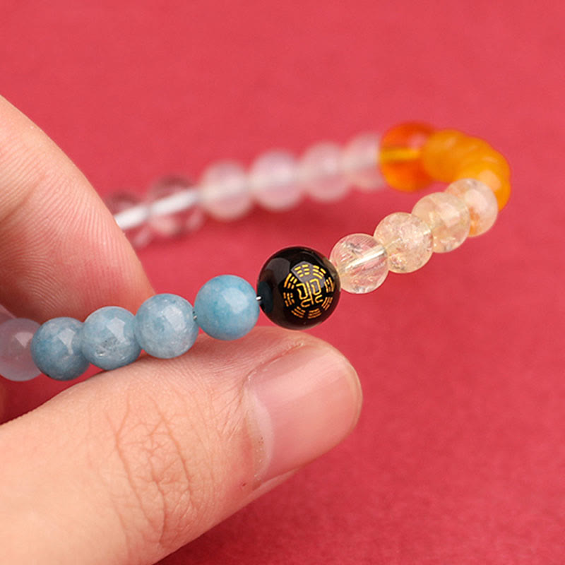 Buddha Stones Five Elements Various Agate Crystal Green Strawberry Quartz Sun Stone Wealth Bracelet - image 45