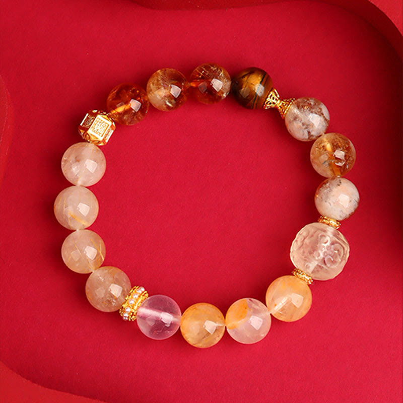 Buddha Stones Five Elements Various Agate Crystal Green Phantom Rutilated Quartz Green Grape Agate Malachite Luck Bracelet - image 25