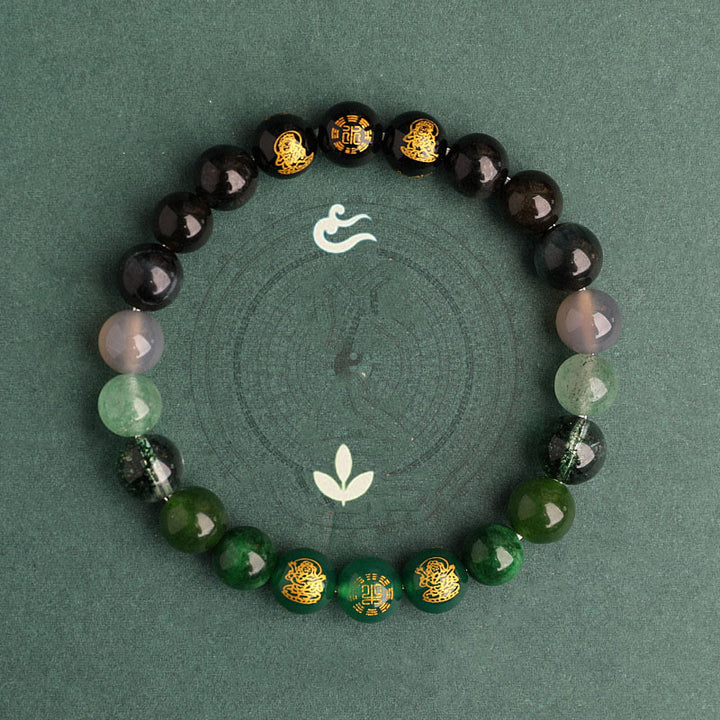 Buddha Stones Five Elements Various Agate Crystal South Red Agate Strawberry Quartz Sun Stone Citrine Luck Bracelet