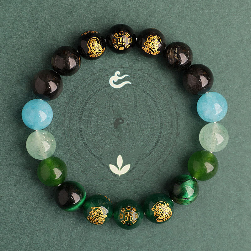 Buddha Stones Five Elements Various Agate Crystal South Red Agate Strawberry Quartz Sun Stone Citrine Luck Bracelet