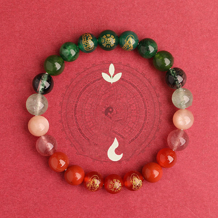 Buddha Stones Five Elements Various Agate Crystal South Red Agate Strawberry Quartz Sun Stone Citrine Luck Bracelet - image 22