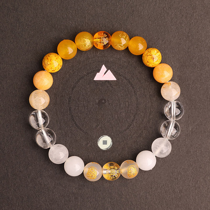 Buddha Stones Five Elements Various Agate Crystal South Red Agate Strawberry Quartz Sun Stone Citrine Luck Bracelet