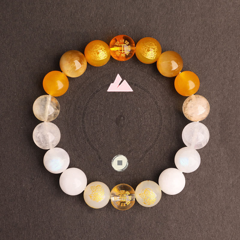 Buddha Stones Five Elements Various Agate Crystal South Red Agate Strawberry Quartz Sun Stone Citrine Luck Bracelet