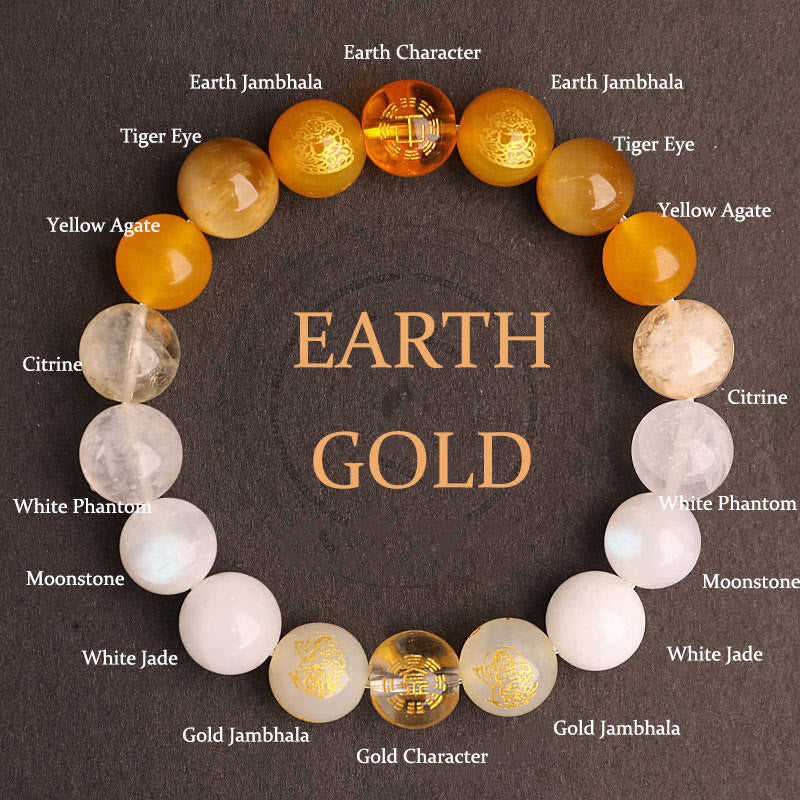 Buddha Stones Five Elements Various Agate Crystal South Red Agate Strawberry Quartz Sun Stone Citrine Luck Bracelet