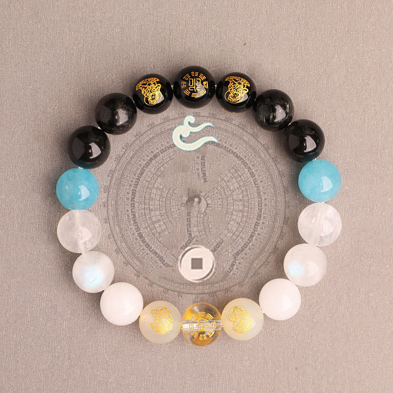 Buddha Stones Five Elements Various Agate Crystal South Red Agate Strawberry Quartz Sun Stone Citrine Luck Bracelet