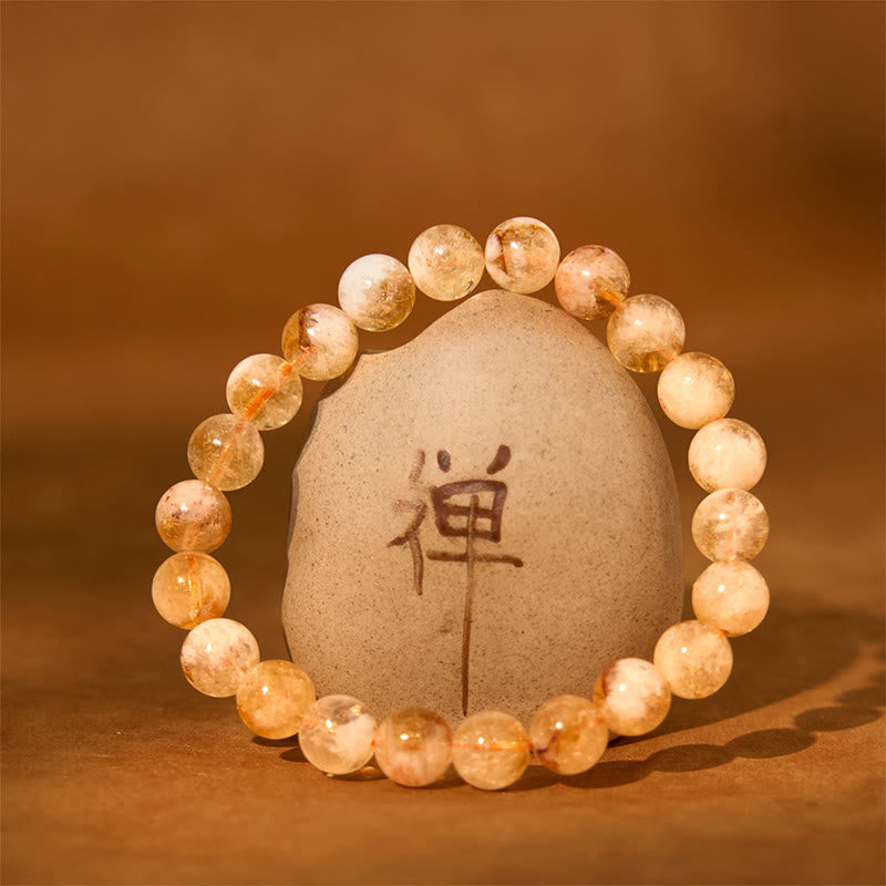 Buddha Stones Natural Citrine Snowflake Crystal Prosperity Bracelet