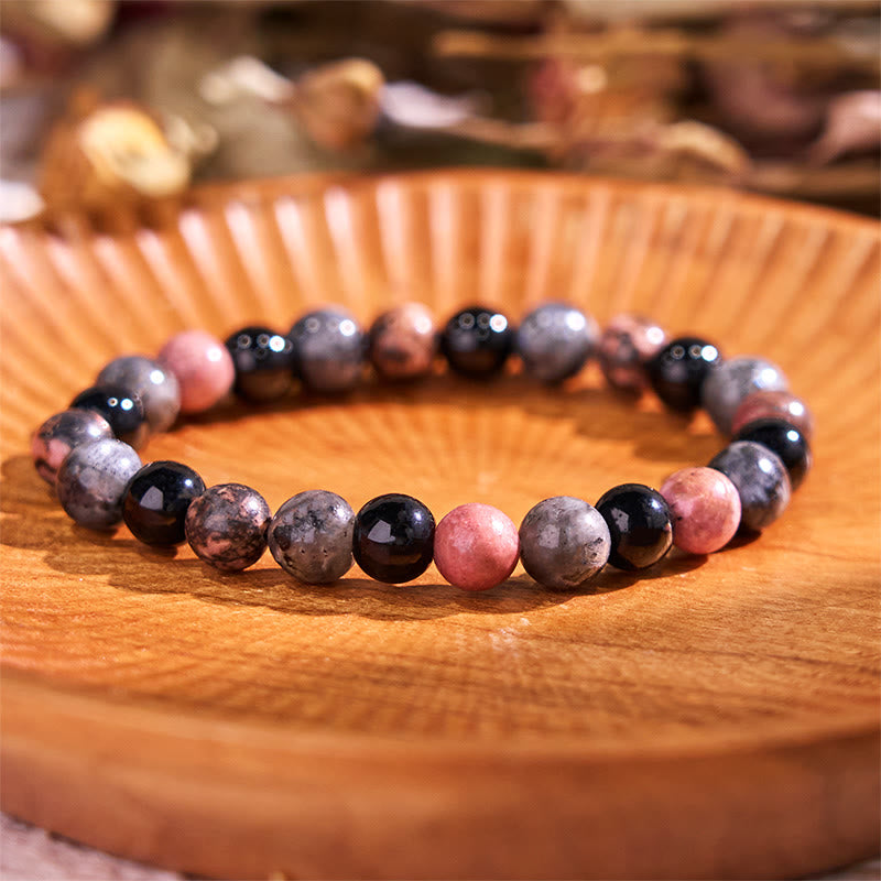 Buddha Stones Tiger Eye Black Glitter Stone Black Glass Beads Snowflake Obsidian Lava Rock Rhodonite Protection Bracelet