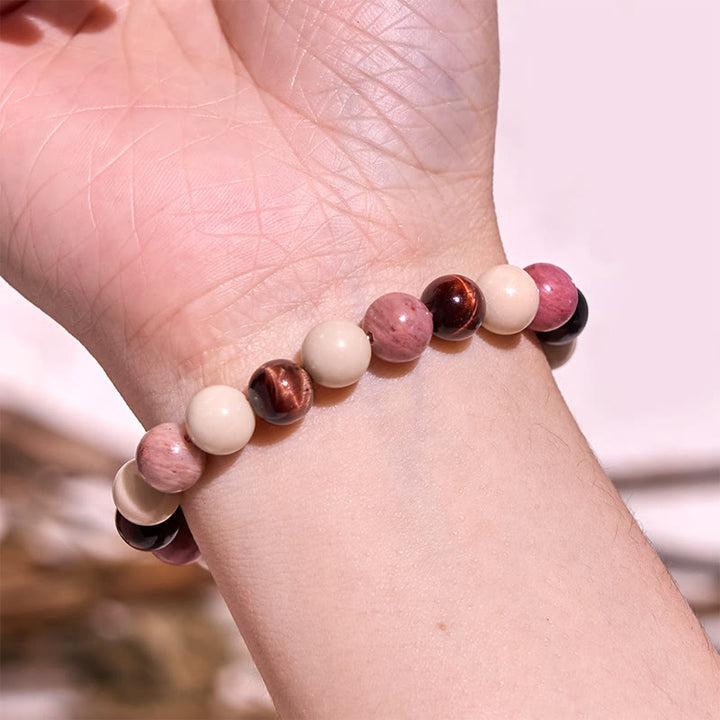 Buddha Stones Tiger Eye Black Glitter Stone Black Glass Beads Snowflake Obsidian Lava Rock Rhodonite Protection Bracelet