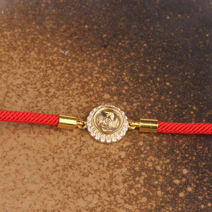 Buddha Stones Red String Copper Brass Rotatable Windmill Feng Sheng Shui Qi Protection Braided Bracelet