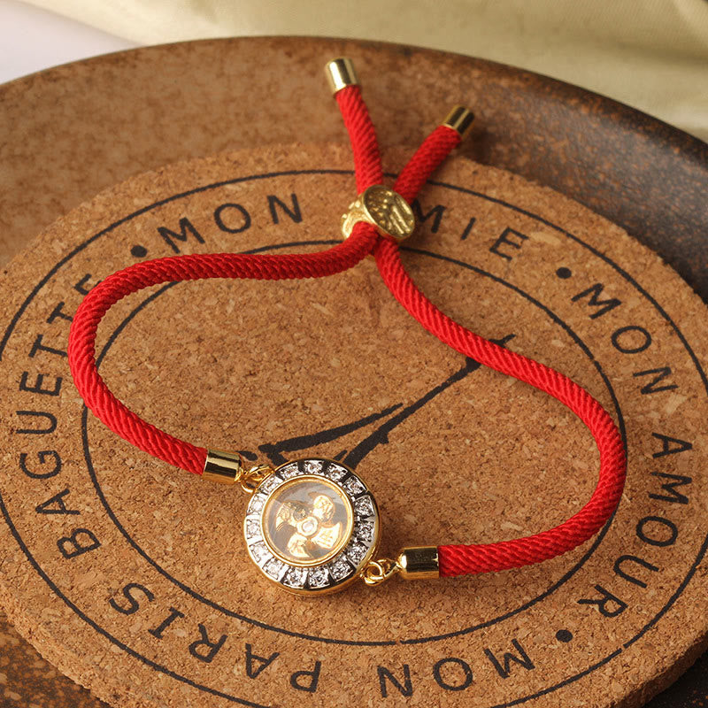 Buddha Stones Copper Brass Feng Sheng Shui Qi Rotatable Windmill  Red String Faith Braided Bracelet