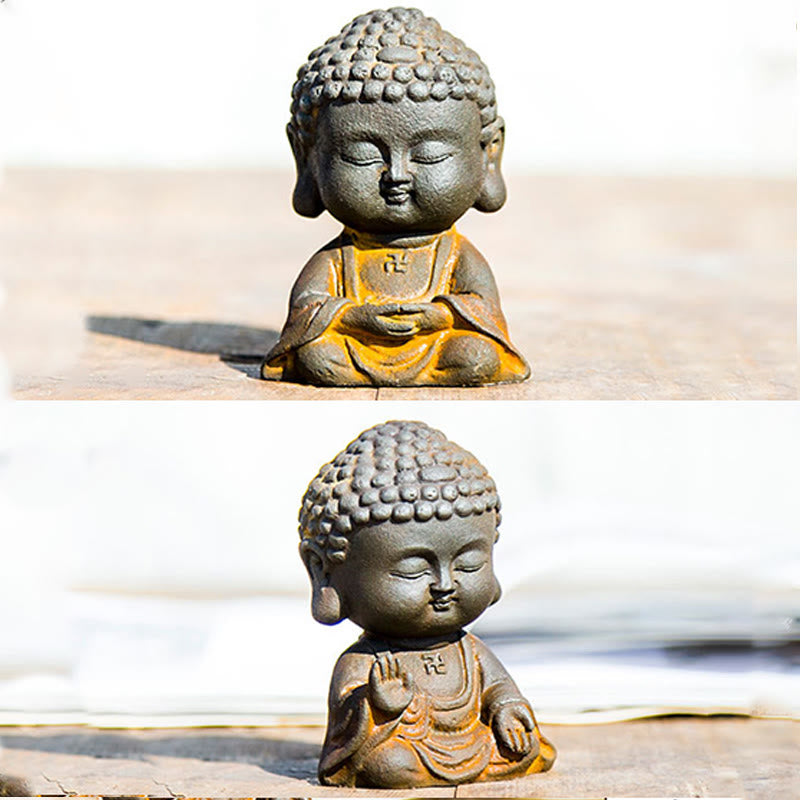 Buddha Stones Small Meditating Buddha Iron Powder Rust Cast Resin Statue Home Decoration - image 4