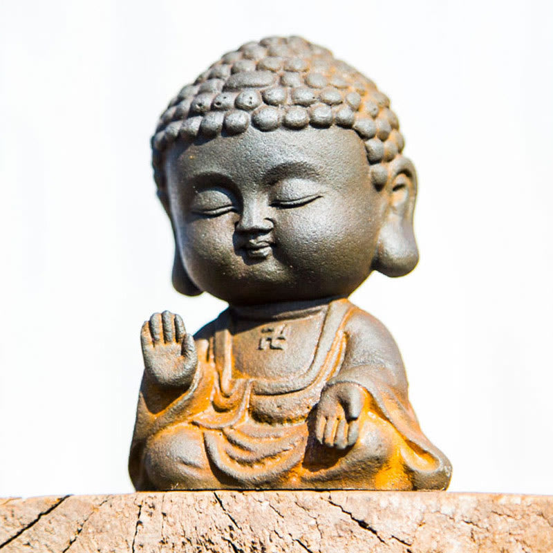 Buddha Stones Small Meditating Buddha Iron Powder Rust Cast Resin Statue Home Decoration