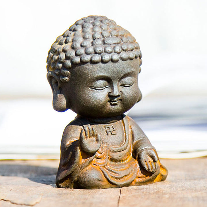 Buddha Stones Small Meditating Buddha Iron Powder Rust Cast Resin Statue Home Decoration