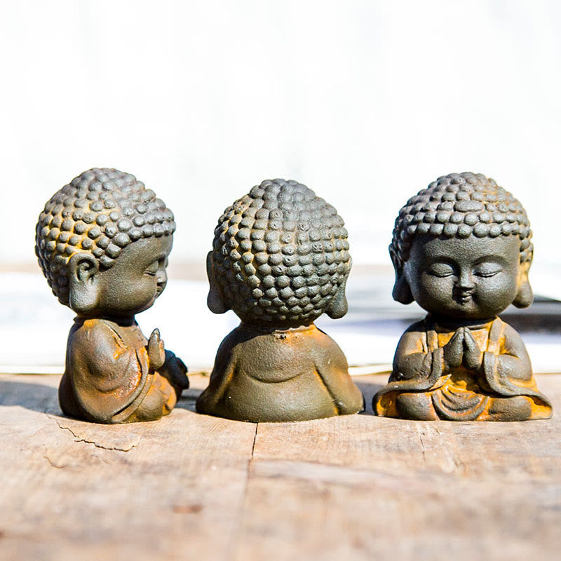 Buddha Stones Small Meditating Buddha Iron Powder Rust Cast Resin Statue Home Decoration - image 1