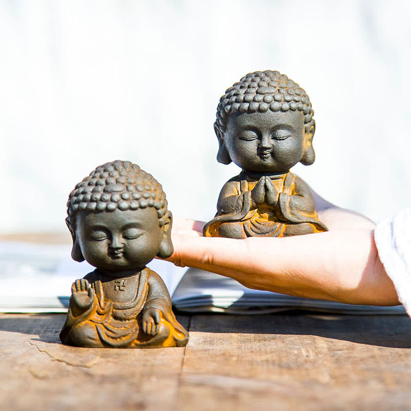 Buddha Stones Small Meditating Buddha Iron Powder Rust Cast Resin Statue Home Decoration