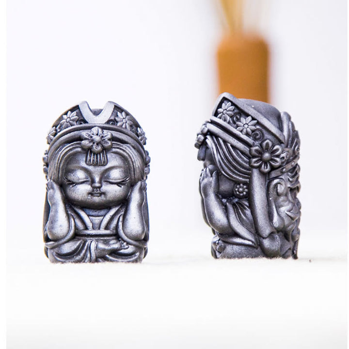 Buddha Stones Handmade Zakiram Iron Powder Rust Cast Resin Statue Zen Home Decoration