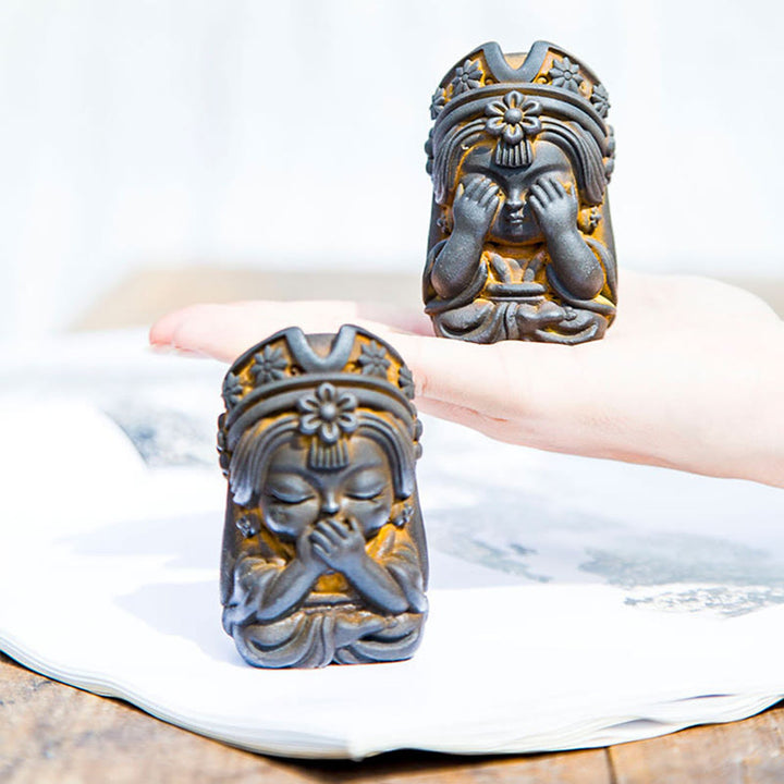 Buddha Stones Handmade Zakiram Iron Powder Rust Cast Resin Statue Zen Home Decoration