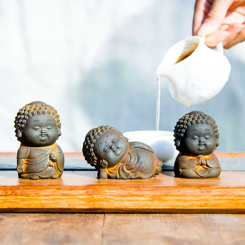 Buddha Stones Small Standing Lying Sitting Cute Buddha Iron Powder Rust Cast Resin Statue Home Decoration - image 1
