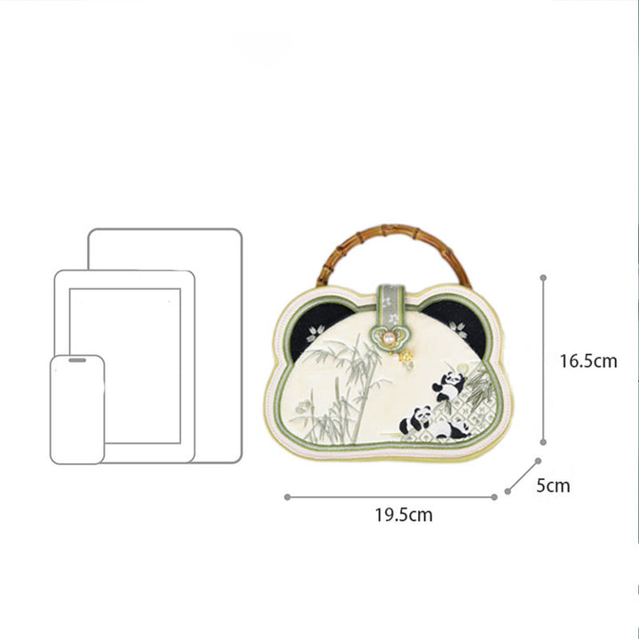 Buddha Stones Panda Bamboo Embroidery Pearl Chain Chinese Knot Tassel Crossbody Bag Handbags