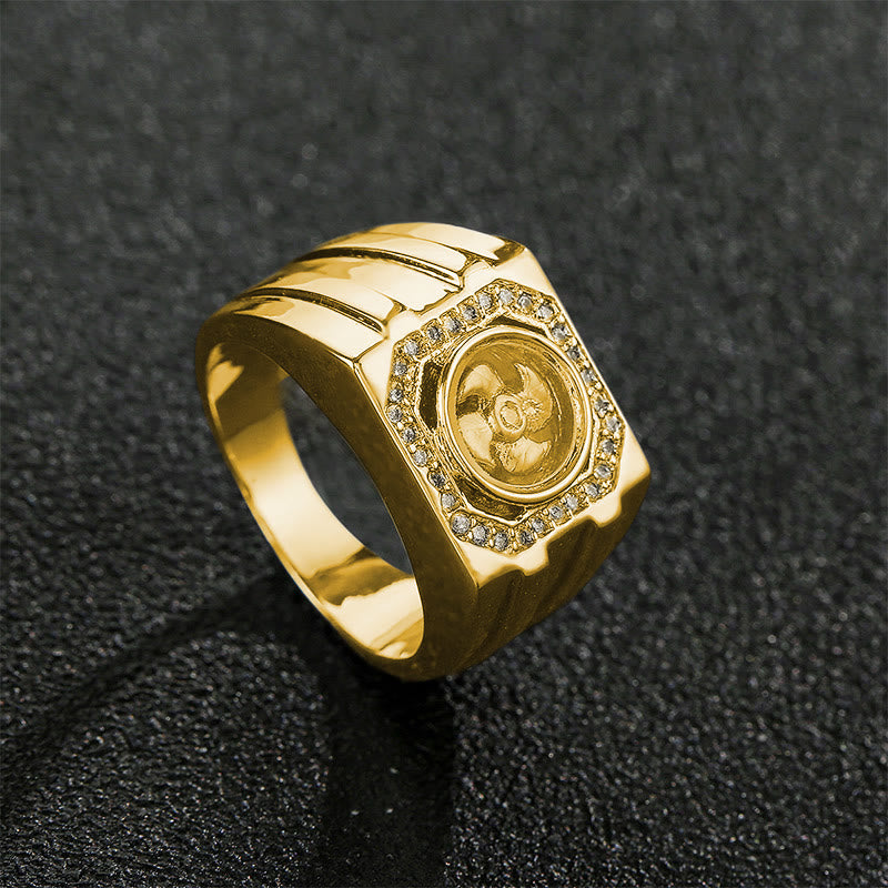 Buddha Stones Gold Plated Copper Brass Windmill Healing Ring