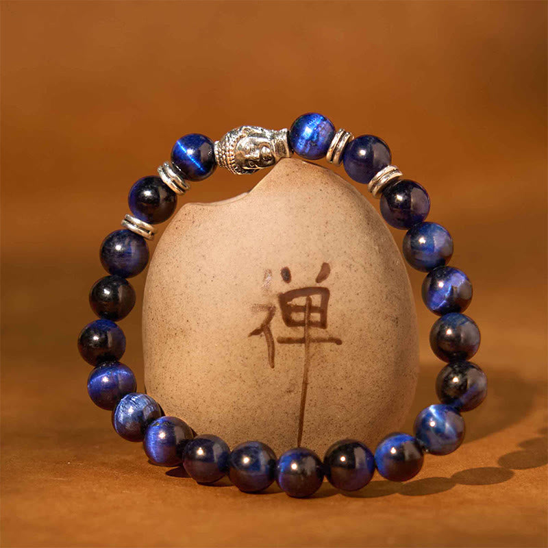 Buddha Stones Blue Green Red Tiger Eye Buddha Head Balance Bracelet