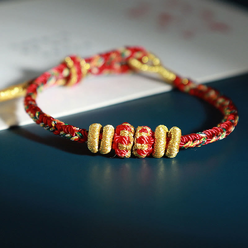 Buddha Stones Chinese Zodiac Natal Buddha Colorful Strings Luck Bracelet