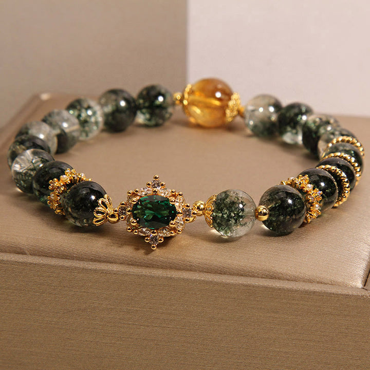 Buddha Stones Green Phantom Green Crystal Confidence Bracelet