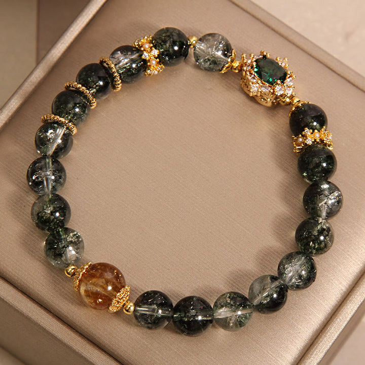 Buddha Stones Green Phantom Green Crystal Confidence Bracelet