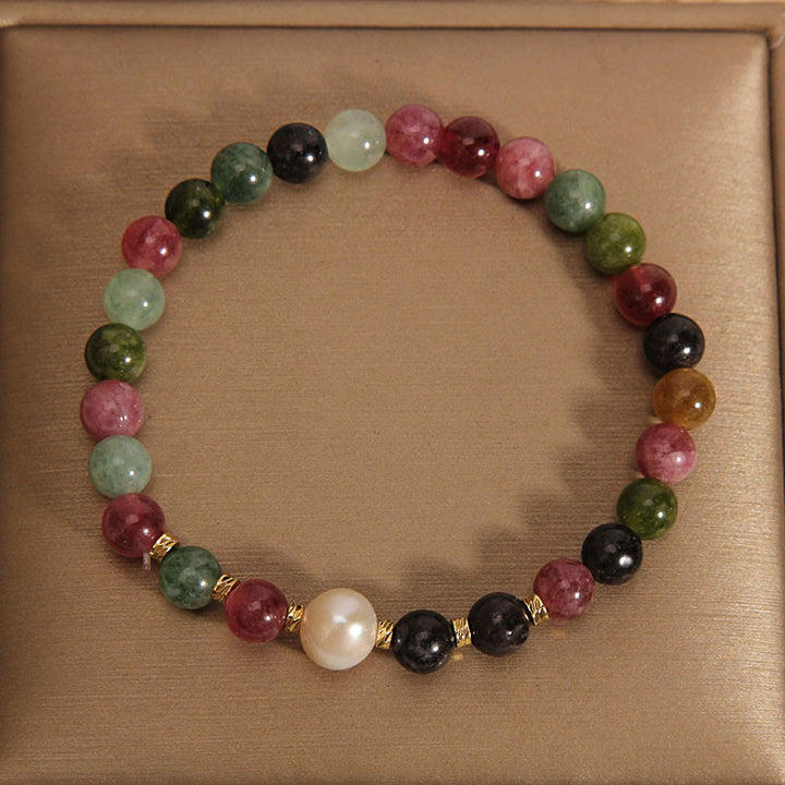 Buddha Stones Tourmaline Pearl Wisdom Bracelet