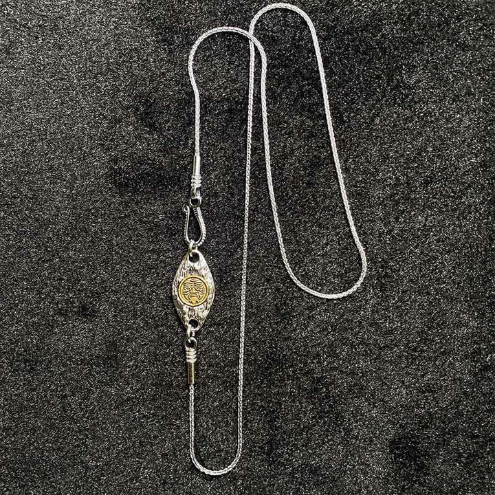 Buddha Stones 925 Sterling Silver Tibet Yellow Jambhala God of Wealth Blessing Necklace Pendant