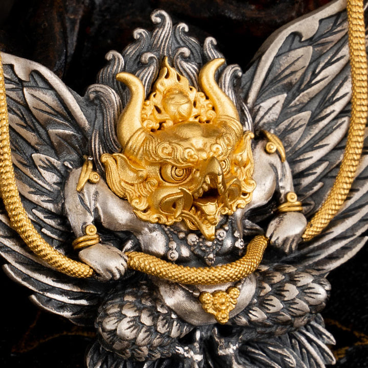 Buddha Stones 925 Sterling Silver Tibetan Garuda Bird Dragon Snake Wisdom Necklace Pendant - image 7