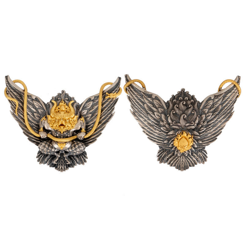 Buddha Stones 925 Sterling Silver Tibetan Garuda Bird Dragon Snake Wisdom Necklace Pendant - image 11