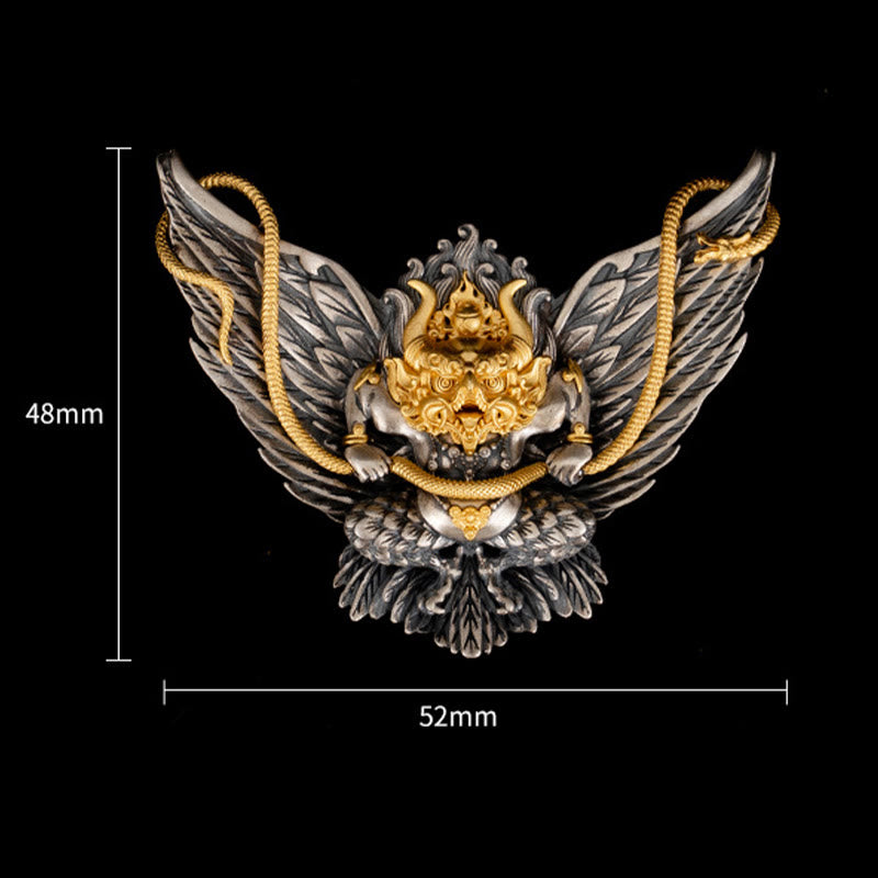 Buddha Stones 925 Sterling Silver Tibetan Garuda Bird Dragon Snake Wisdom Necklace Pendant - image 8