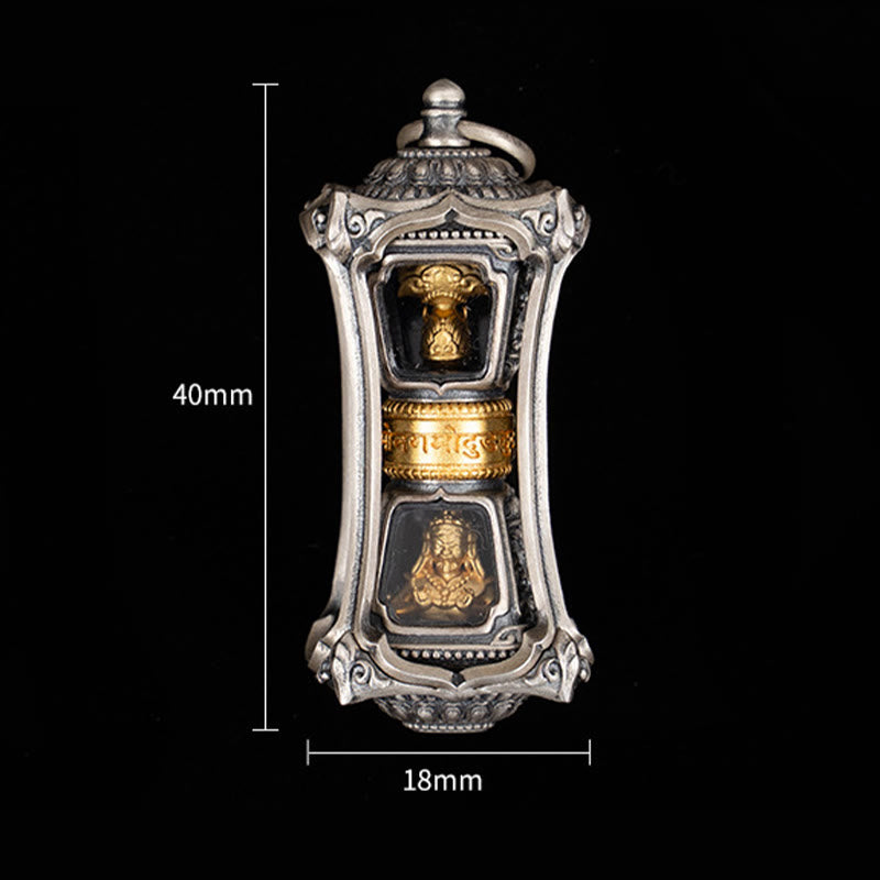 Buddha Stones 925 Sterling Silver Tibetan Zakiram Goddess of Wealth Blessing Necklace Pendant - image 9