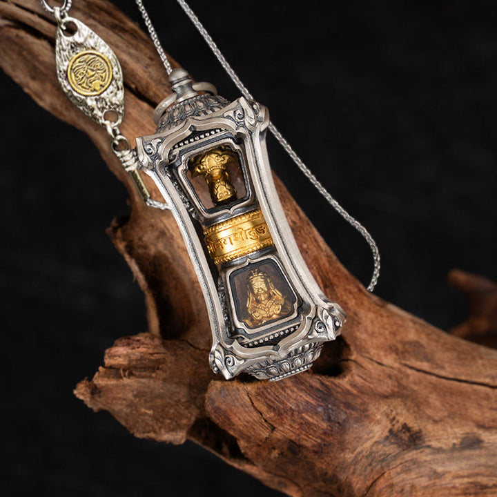 Buddha Stones 925 Sterling Silver Tibetan Zakiram Goddess of Wealth Blessing Necklace Pendant - Zakiram&50cm Zakiram Copper Chain - image 15