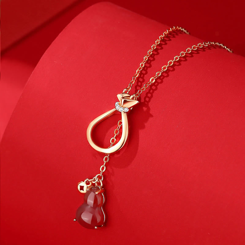 Buddha Stones Red Agate Chalcedony 925 Sterling Silver Gourd Lucky Bag Confidence Necklace Pendant - Red Agate 925 Sterling Silver - image 0