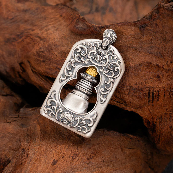 Buddha Stones 925 Sterling Silver Tibetan Garuda Bird Vajra Dorje Bell Protection Necklace Pendant - image 2