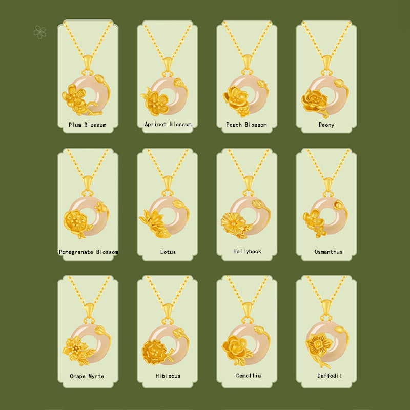 Buddha Stones Chalcedony 925 Sterling Silver Peace Buckle Flowers Necklace Pendant - image 41