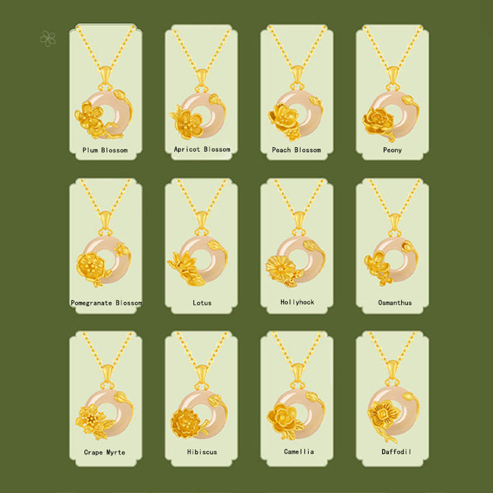 Buddha Stones Chalcedony 925 Sterling Silver Peace Buckle Flowers Necklace Pendant - image 41