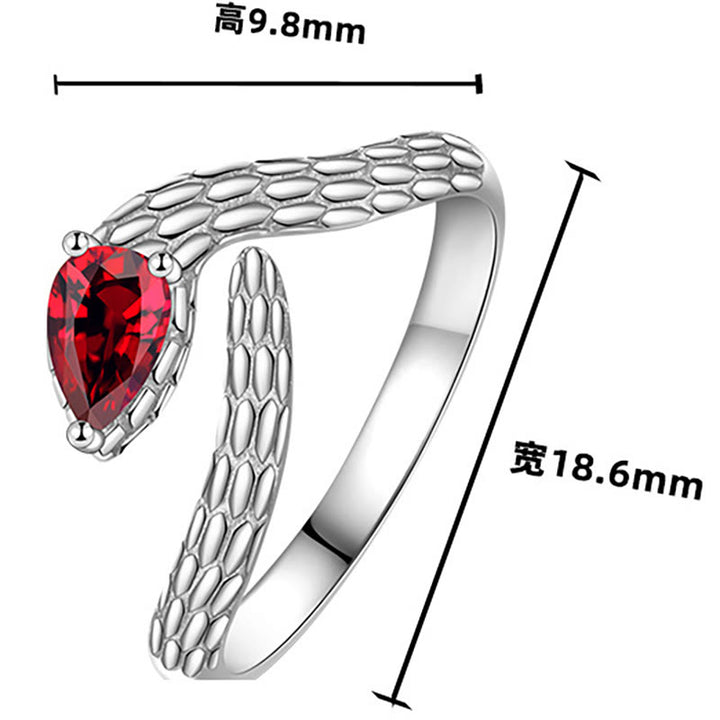 Buddha Stones 925 Sterling Silver Red-eyed Snake Year Of The Snake Calm Balance Adjustable Ring