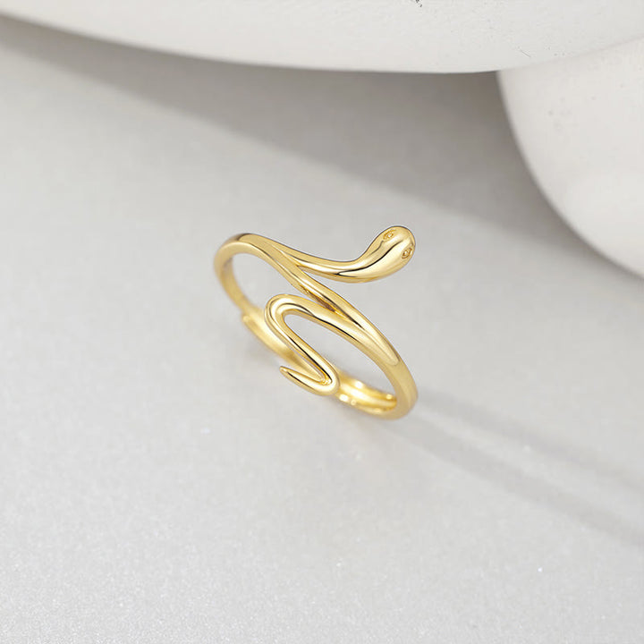 Buddha Stones 925 Sterling Silver Golden Snake Year Of The Snake Calm Balance Adjustable Ring