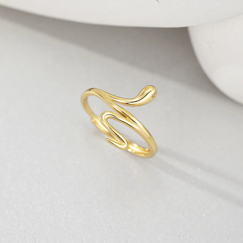 Buddha Stones 925 Sterling Silver Golden Snake Year Of The Snake Calm Balance Adjustable Ring - image 3