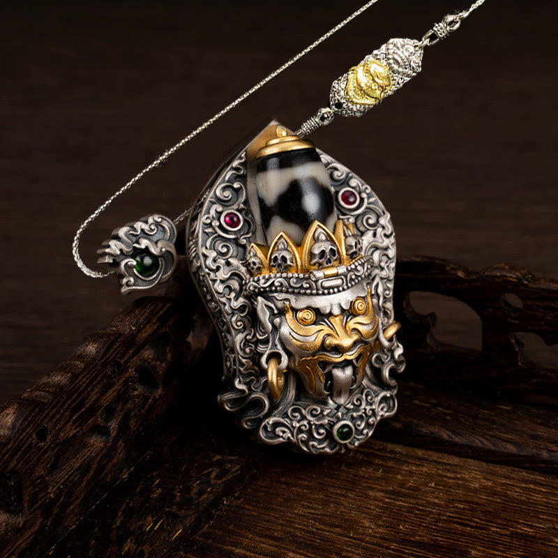 Buddha Stones 925 Sterling Silver Tibetan Zakiram Goddess of Wealth Dzi Bead Protection Necklace Pendant - Zakiram(Pendant Only) - 52cm The Lord of the Corpse Forest Copper Chain - image 21