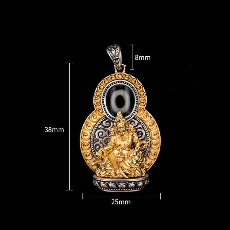 Buddha Stones 925 Sterling Silver Tibet Yellow Jambhala God of Wealth Dzi Bead Om Mani Padme Hum Happiness Necklace Pendant - image 10
