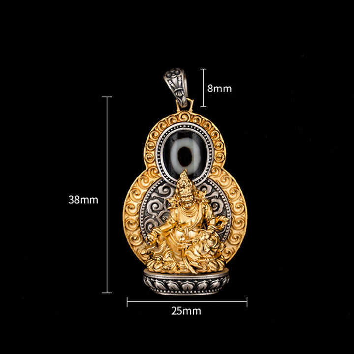 Buddha Stones 925 Sterling Silver Tibet Yellow Jambhala God of Wealth Dzi Bead Om Mani Padme Hum Happiness Necklace Pendant - image 10