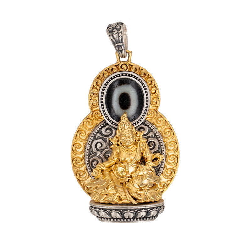 Buddha Stones 925 Sterling Silver Tibet Yellow Jambhala God of Wealth Dzi Bead Om Mani Padme Hum Happiness Necklace Pendant - image 13