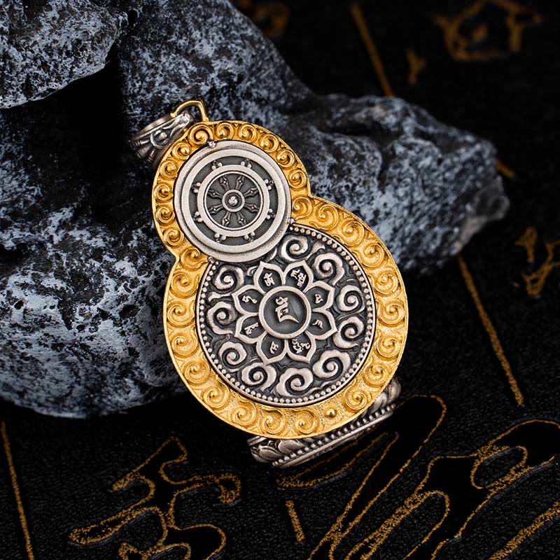 Buddha Stones 925 Sterling Silver Tibet Yellow Jambhala God of Wealth Dzi Bead Om Mani Padme Hum Happiness Necklace Pendant - image 2