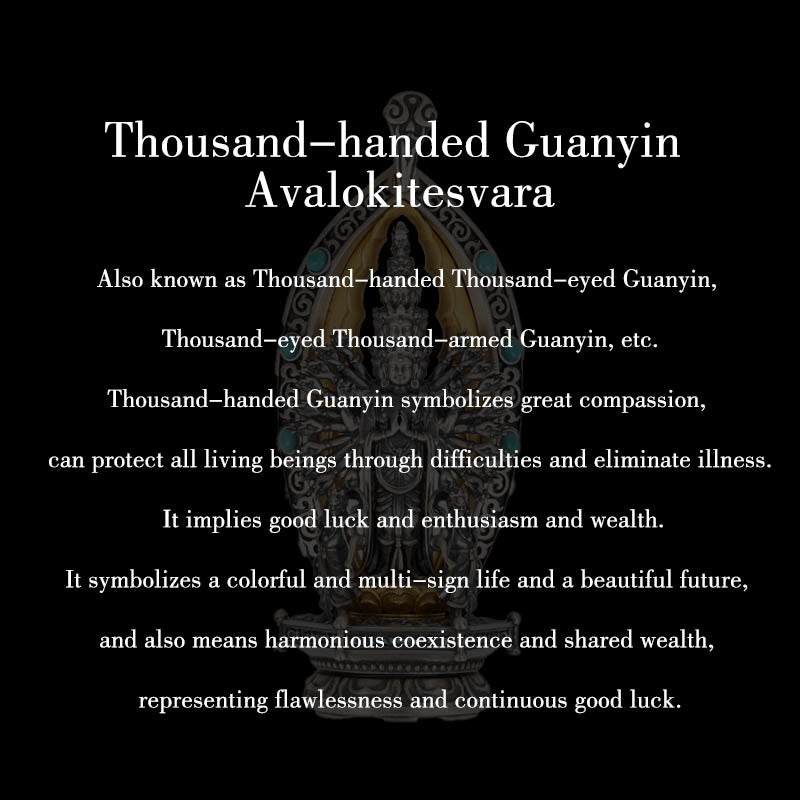 Buddha Stones 925 Sterling Silver Thousand-armed Guanyin Kwan Yin Avalokiteśvara Wealth Necklace Pendant - image 11