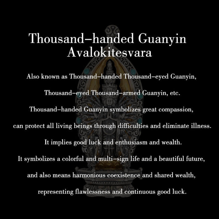 Buddha Stones 925 Sterling Silver Thousand-armed Guanyin Kwan Yin Avalokiteśvara Wealth Necklace Pendant - image 11