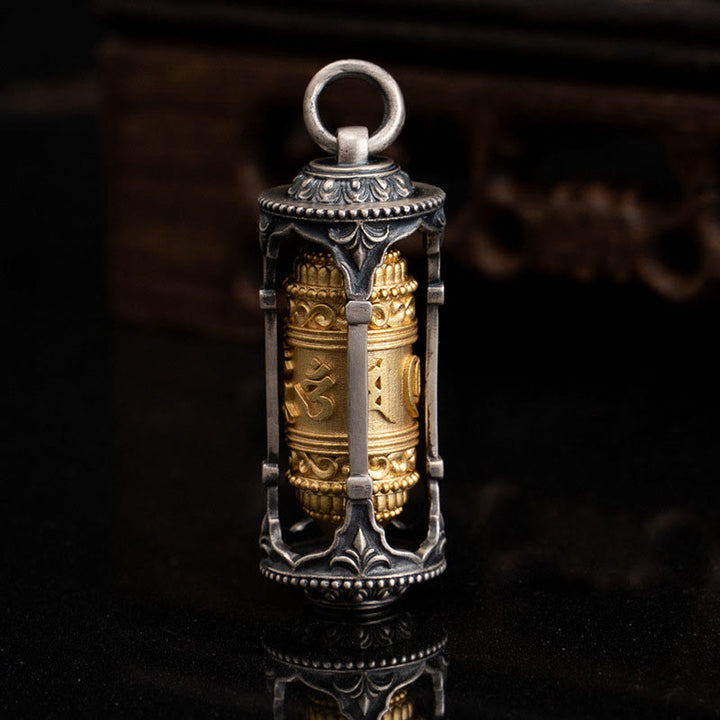 Buddha Stones 925 Sterling Silver Tibetan Prayer Wheel Om Mani Padme Hum Wisdom Necklace Pendant - image 5